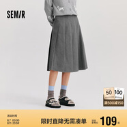 森馬（Semir）森馬半身裙女仿毛呢裙子24冬新款A(yù)字百褶裙遮胯顯瘦109724120001