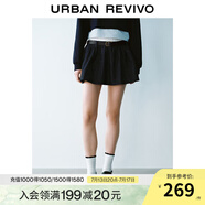 UR2025夏季新款女裝復(fù)古撞色拼接腰帶牛仔半裙UYU850068 靛藍(lán) XL