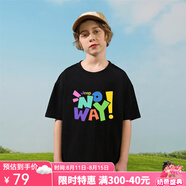 Jeep吉普童裝兒童T恤2025夏季男童吸汗透氣純棉印花休閑日常短袖 1396黑色 160 cm 【建議身高155-165】