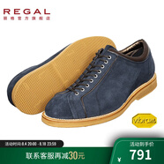 REGAL麗格T53C固特異皮鞋時尚休閑皮鞋Vibram底頭層牛皮反絨男士皮鞋 NVYV(深藍(lán)色/絨面革) 43