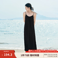 茵曼（INMAN）波西米亞吊帶油畫(huà)連衣裙女2025夏季新款度假裙子 黑色 XL