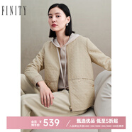 菲妮迪（FINITY）品牌短外套春秋季新款簡約卡其色短款通勤氣質(zhì)夾克上衣 卡其色 M