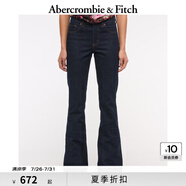 ABERCROMBIE & FITCH女裝25春夏美式氣質(zhì)百搭辣妹中腰水洗微喇牛仔褲長(cháng)褲KI155-4862 深藍色 26 S (150/66A)短版