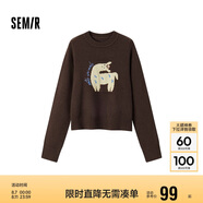 森馬（Semir）毛衣女提花衣服趣味潮流2024冬季圓領(lǐng)正肩毛衫甜酷風(fēng)109724107008