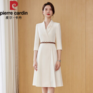 皮爾卡丹（pierre cardin）西裝連衣裙女高級感職業(yè)裝教師面試藝考播音主持人正裝工作服春秋 米白 S
