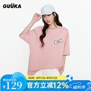 古由卡（GUUKA）matsui重磅短袖男士t恤夏季情侶裝2025新半袖體恤寬松潮牌打底衫 粉色 F6571 L