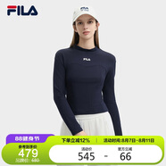 FILA 斐樂官方女子針織長袖衫2025春季時尚休閑簡約修身短款長T