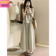 梵妮妍夏裝搭配一整套2025新款茶里茶氣梨型身材穿搭文藝套裝連衣裙子女 條紋上衣+條紋半身裙 S 【80-90斤】