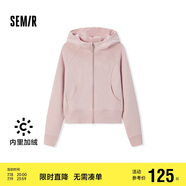 森馬（Semir）外套女短款插肩袖小個子潮2024冬季加絨緊身連帽夾克109724108015
