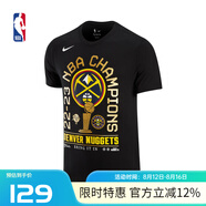 NBA丹佛掘金隊(duì)23年賽季奪冠圓領(lǐng)T恤男黑色運(yùn)動(dòng)夏季純棉短袖上衣 黑色 XL