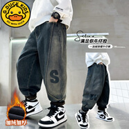 G.DUCKKIDS加絨加厚牛仔褲男童冬季寬松褲子高品質(zhì)童裝童裝一條過(guò)冬保暖 jd3086 110cm