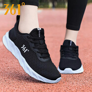 361°女鞋 運動鞋夏季網(wǎng)鞋透氣網(wǎng)面鞋黑色跑鞋通勤鞋正品361度跑步鞋女 曜石黑/361度白2262 37