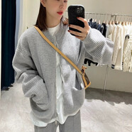 俞兆林（YUZHAOLIN）2025年秋裝新款設計感小眾小香風(fēng)小個(gè)子綠色毛衣開(kāi)衫針織外套女裝 面料-灰色 M 建議95-110斤