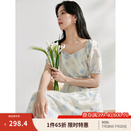茵曼（INMAN）法式碎花高級感2025夏女新款休閑中長吊帶連衣裙子 月藍(lán)連衣裙-18424791 M