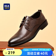 海瀾之家HLA皮鞋男士商務(wù)休閑系帶正裝德比鞋子男H171【七夕節(jié)】 棕色41