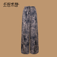 云思木想Ysimo-X摩登國風(fēng)2025早秋松緊腰直筒長(cháng)褲休閑褲女13735 花色短款 S