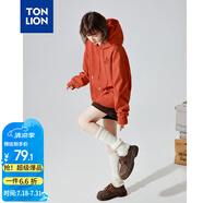 唐獅（TonLion）[加菲貓聯(lián)名款]2024衛(wèi)衣女連帽寬松設(shè)計(jì)感小眾上衣橘色 S