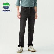 texwood蘋(píng)果牛仔褲男秋冬新款寬松高腰休閑直筒褲子男褲 灰色 30