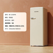 大宇（DAEWOO）DAEWOO大宇電冰箱家用雙開門冷柜節(jié)能輕音宿舍用復(fù)古小型冰箱225L BC225DYA225L奶油白