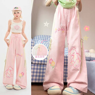 森女部落原創(chuàng  )森系小清新百搭可愛(ài)小熊印花寬松短袖上衣夏季T恤女 粉色（推薦身高158以上）（單件） L