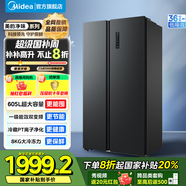 美的（Midea）605升對開門冰箱雙開門智能變頻一級能效節(jié)能家用電冰箱風(fēng)冷無霜凈味大容量 國家補(bǔ)貼20% BCD-605WKPZM(E) 雙變頻雙循環(huán)款