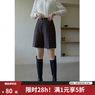 獨(dú)束大碼女裝芯絨百慕大短褲女秋冬新款胖mm百搭高腰直筒褲 藍(lán)咖格 4XL