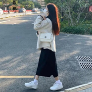 洋氣款減齡春秋季套裝女款小個(gè)子氣質(zhì)搭配秋冬韓版套裝女學(xué)生寬松溫柔風(fēng)娃娃領(lǐng)毛呢外套+黑色半身裙套裝 上衣 單件 M 【收藏關(guān)注+小禮物】