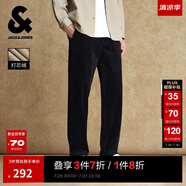 杰克·瓊斯（JACK&JONES）25年秋季休閑褲男寬松品牌男褲條絨褲子燈芯絨長(zhǎng)褲男士直筒褲男裝 E43 純黑色 30 170