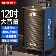 新科T30廣場(chǎng)舞音響戶外大音量拉桿藍(lán)牙音箱三喇叭重低音木質(zhì)箱體家用K歌移動(dòng)擺攤 12吋雙咪