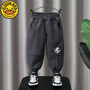 G.duck童裝男童褲子秋裝洋氣休閑褲春秋兒童燈芯絨長(cháng)褲條絨帥氣寶寶單褲 灰色 春秋款 140 建議9-10歲