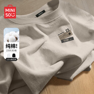 名創(chuàng  )優(yōu)品（MINISO）咖啡色t恤男美式潮流短袖2025新款夏季重磅男士純棉長(cháng)袖涂鴉體恤 【220G重磅長(cháng)袖】海鷗灰(節奏光盤(pán)胸標) L /175(體重120-140斤)