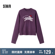森馬（Semir）毛衣女提花衣服趣味潮流2024冬季圓領(lǐng)正肩毛衫甜酷風(fēng)109724107008