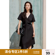 獨(dú)束大碼女裝簡(jiǎn)約大氣醋酸假兩件拼接連衣裙微胖顯瘦不規(guī)則裙子 典雅黑 XL （尺碼：3）