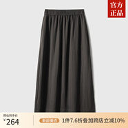 ZXEGI2025夏秋新款半身裙女文藝簡(jiǎn)約溫婉舒爽麻料側(cè)開叉A字半裙 深灰色. L