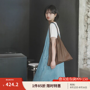 茵曼（INMAN）天絲涼感漢麻抗菌牛仔連衣裙兩件套裝2025夏女裝休閑背帶長(cháng)裙子 牛仔藍 S