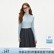 范思藍(lán)恩【可機(jī)洗】蕾絲花邊修身針織打底衫女秋冬2024新款14088 晴空藍(lán) S