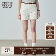 Teenie Weenie小熊女裝夏季簡約時尚牛仔短褲時尚高腰褲子女韓版 白色 S (160)
