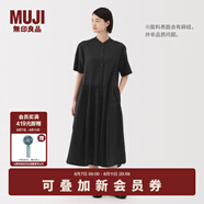 無印良品（MUJI）女式 漢麻 棉 短袖連衣裙 女裝裙子25年夏季寬松透氣長裙BC2MJC5S 黑色 M （160/84A）