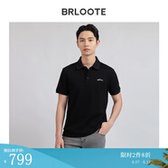 巴魯特（Brloote）【商場同款】男士體恤桑蠶絲混紡短袖POLO衫印花親膚T恤男 黑色 L （175/96A）