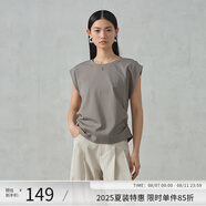 阿依蓮【商場(chǎng)同款】氣質(zhì)休閑無(wú)袖T恤女夏季2025新款高檔洋氣顯瘦上衣 冷萃棕 S