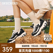 斯凱奇（Skechers）休閑鞋女珠珠熊貓鞋 潮流女鞋 厚底增高復(fù)古老爹鞋子 149463 黑色/白色/BKW 35.5