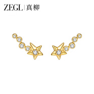 ZEGL七夕禮物真柳星星耳環(huán)女新款輕奢耳針獨(dú)特漂亮耳環(huán)金色耳墜 星耀流光耳環(huán)