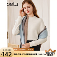 百圖betu女裝秋季新款毛衣羊毛半高領百搭女長袖毛衣2309D04 米白 M