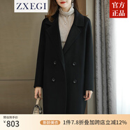 ZXEGI高端女裝外套2025年新款100%羊毛雙面毛呢大衣女中長款小個(gè)子顯瘦 鋼琴黑 L