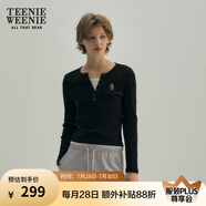 Teenie Weenie小熊長袖T恤女春夏設(shè)計款小熊刺繡外穿打底衫上衣女 B-黑色 XL
