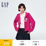 Gap女裝春秋L(fēng)OGO連帽法式圈織軟衛衣外套402167 深粉色 M (165/84A)亞洲尺碼