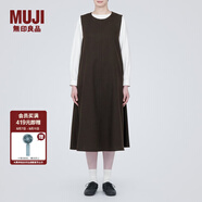 無印良品（MUJI）女式 起毛 背帶裙  連衣裙 背心裙秋冬 長裙裙子 BC2FDC3A 深棕色 L