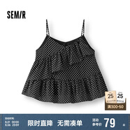 森馬（Semir）襯衫女短款修身荷葉邊度假風(fēng)2025夏甜美滿印吊帶小衫109325104002