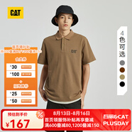 CAT卡特短袖polo衫反光印花珠地面料男士翻領短袖t恤新品 褐色色 L