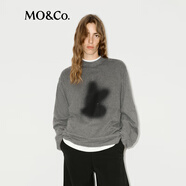 MO&Co.長袖T恤剪影做舊印花小圓領(lǐng)中性H型寬松棉質(zhì)落肩白色秋摩安珂 深花灰色 L /170